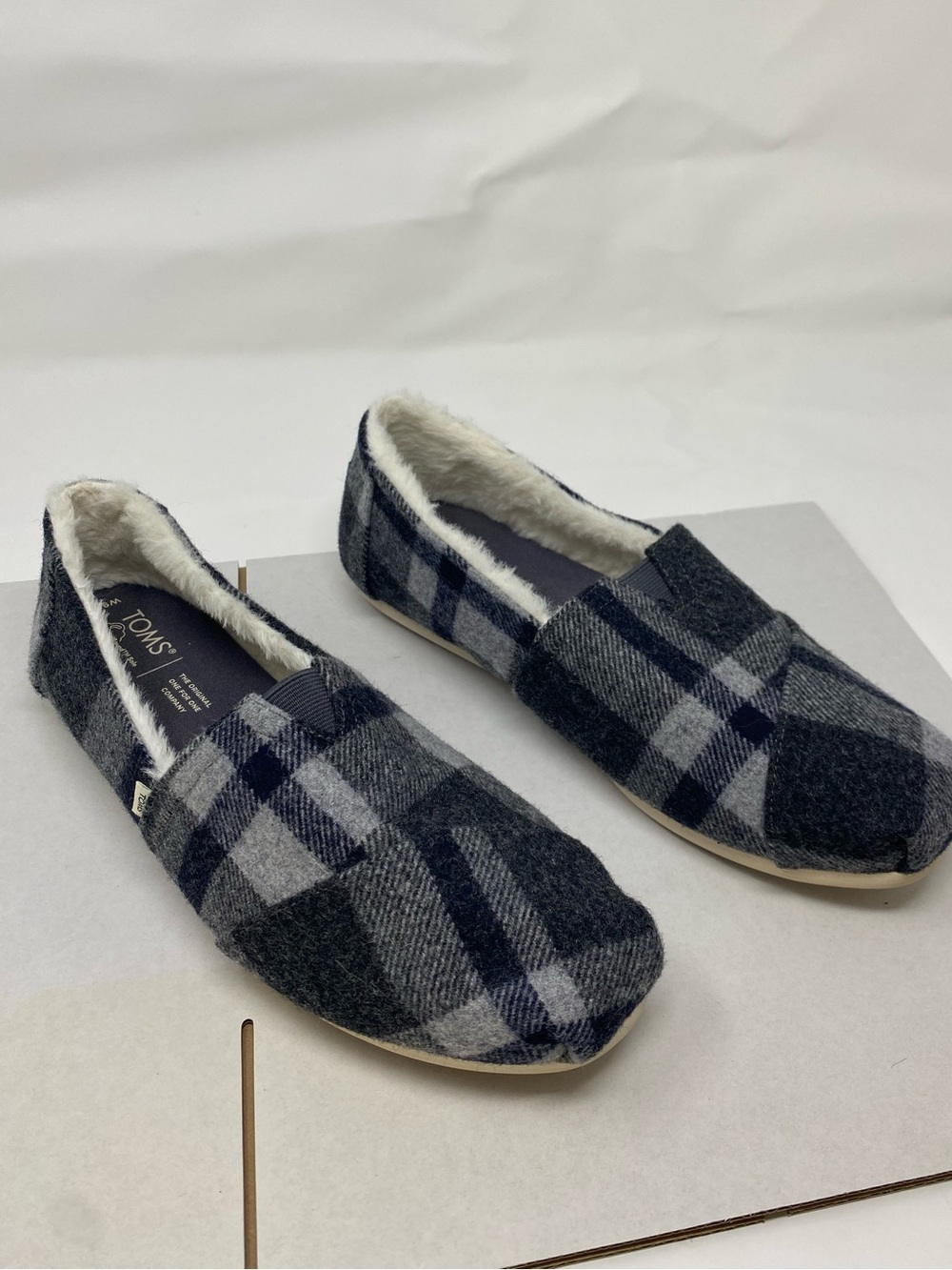 Toms Women's Alpargata Cloud Bound Slip On Shoes Navy Plaid Size 9.5